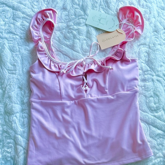 Light Pink Ruffled Tank Top - Picture 4 of 10